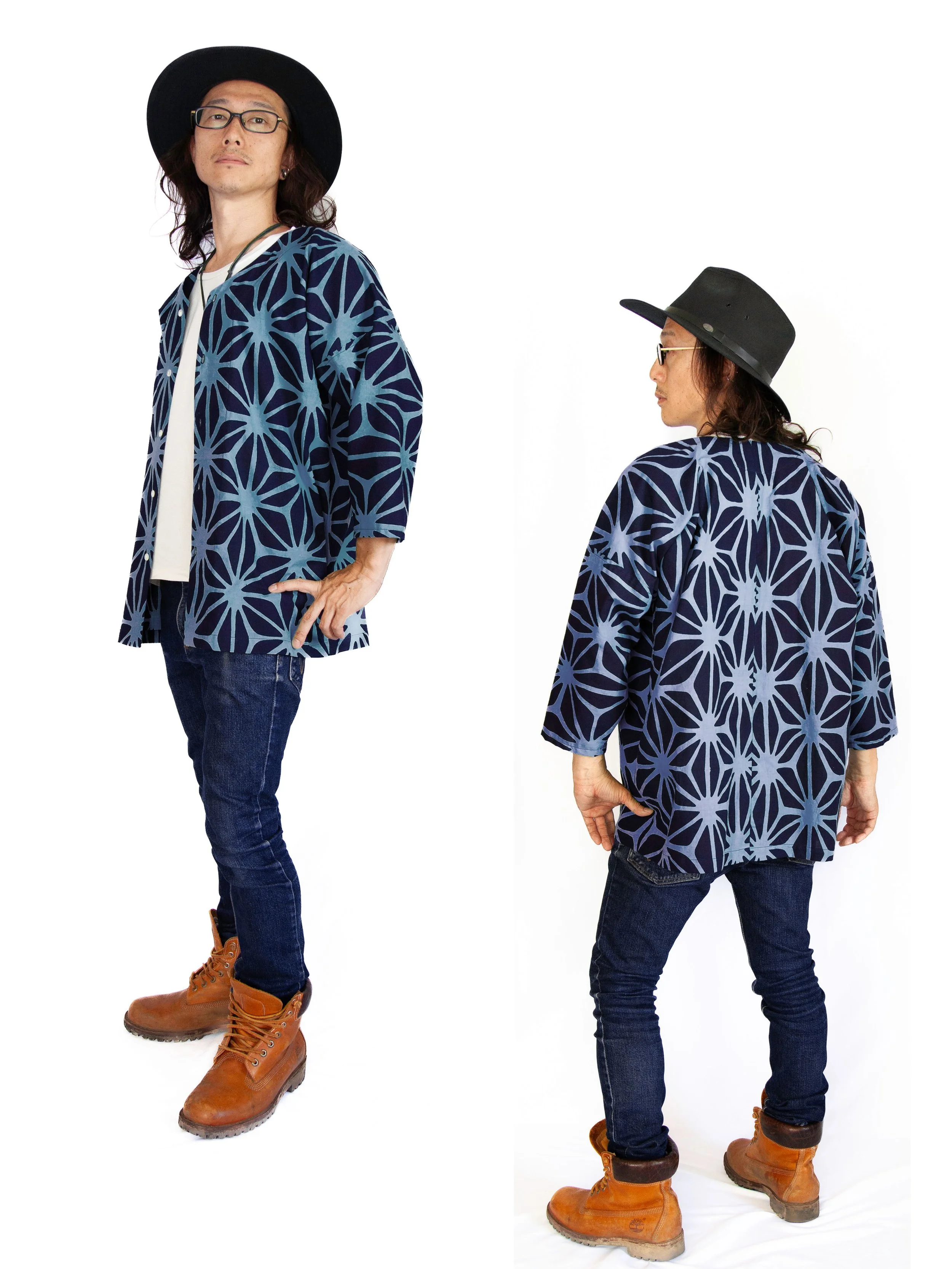 Geometric Vintage Yukata Koikuchi Shirt — MADE BY YUKI